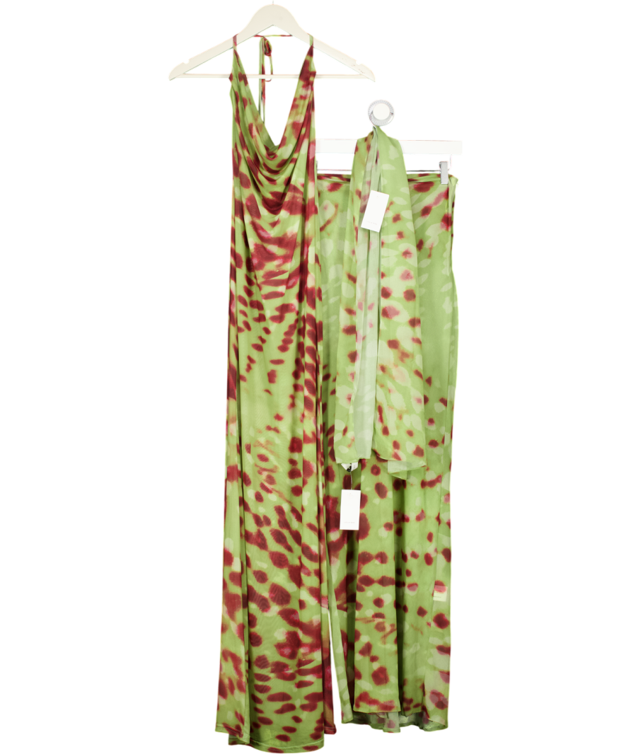 Lola Rae Green Marina Maxi Skirt With Sheer Bandana UK S