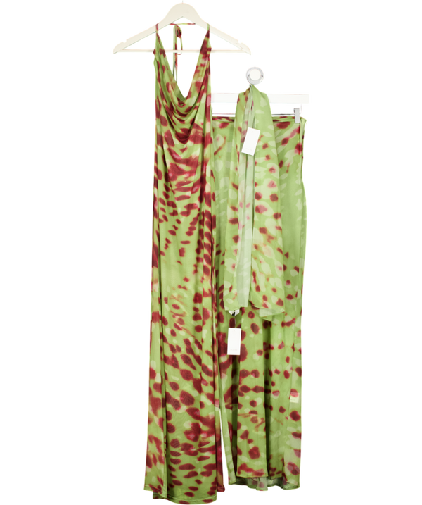 Lola Rae Green Marina Maxi Skirt With Sheer Bandana UK S