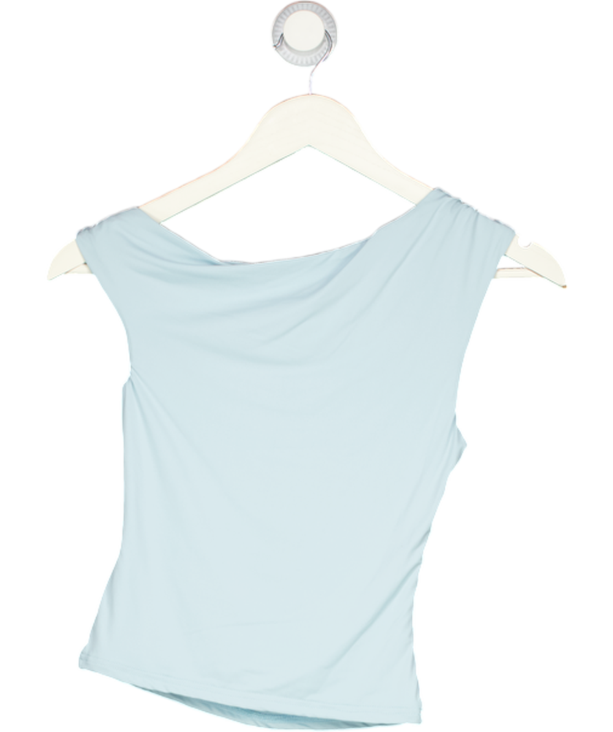 RUNAWAY THE LABEL Blue Sculptural Metal Detail Top UK XS