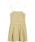 D&G DOLCE & GABBANA Khaki Green Cotton / Linen Blend Pleated Dress It46 UK 16