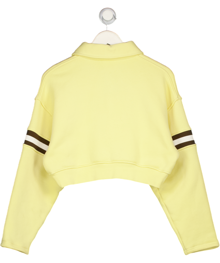 RU & ROCKA Yellow Cropped Polo Cotton-blend Sweatshirt UK S