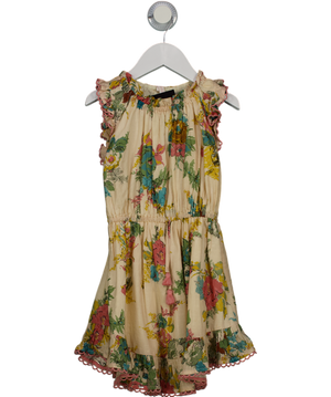 Zimmermann Cream Clover Frill Floral Cotton Dress 4 Years