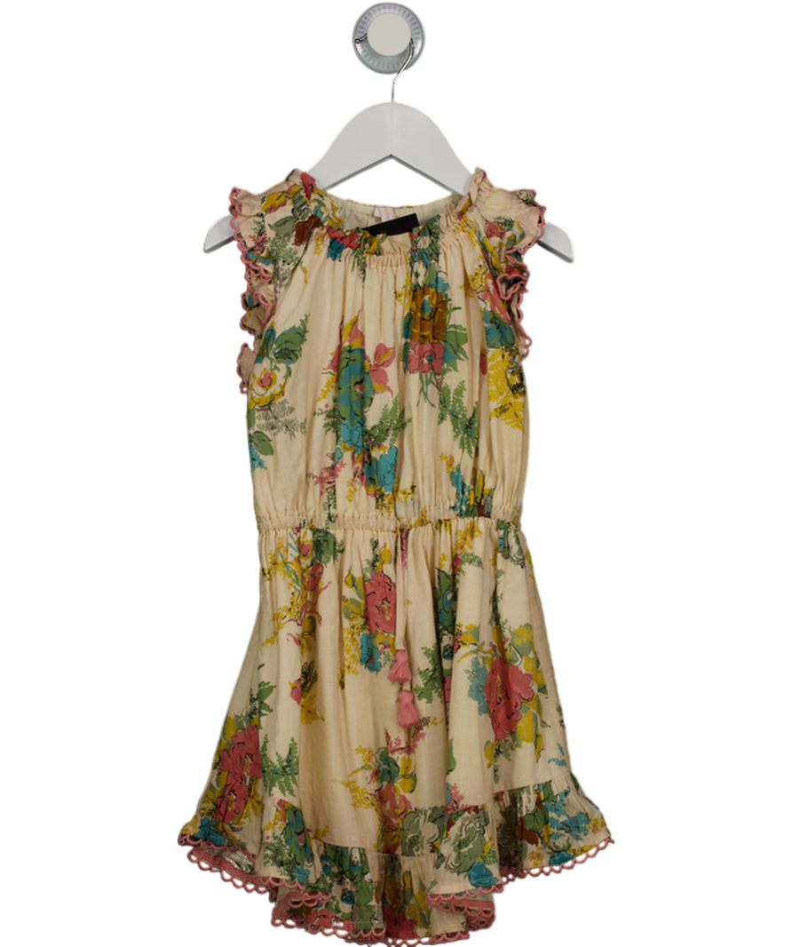 Zimmermann Cream Clover Frill Floral Cotton Dress 4 Years