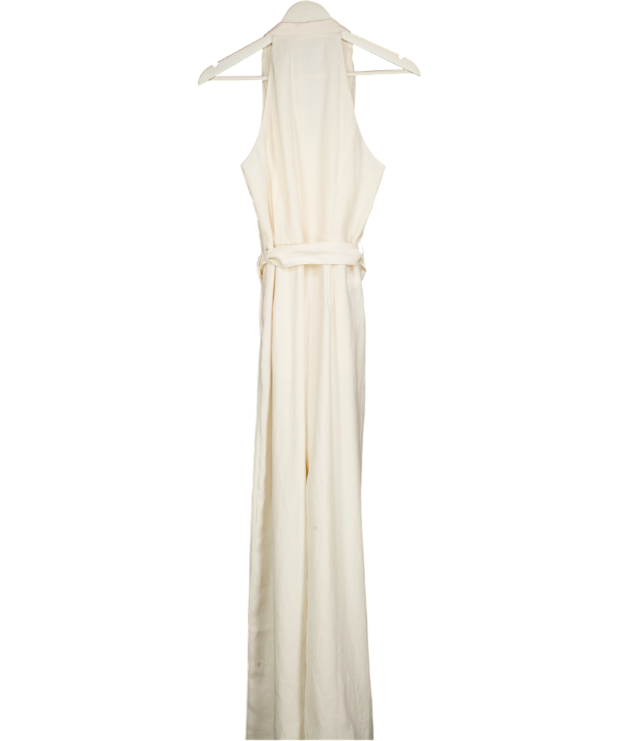 MANGO Cream Halter-neck Jumpsuit With Belt UK S