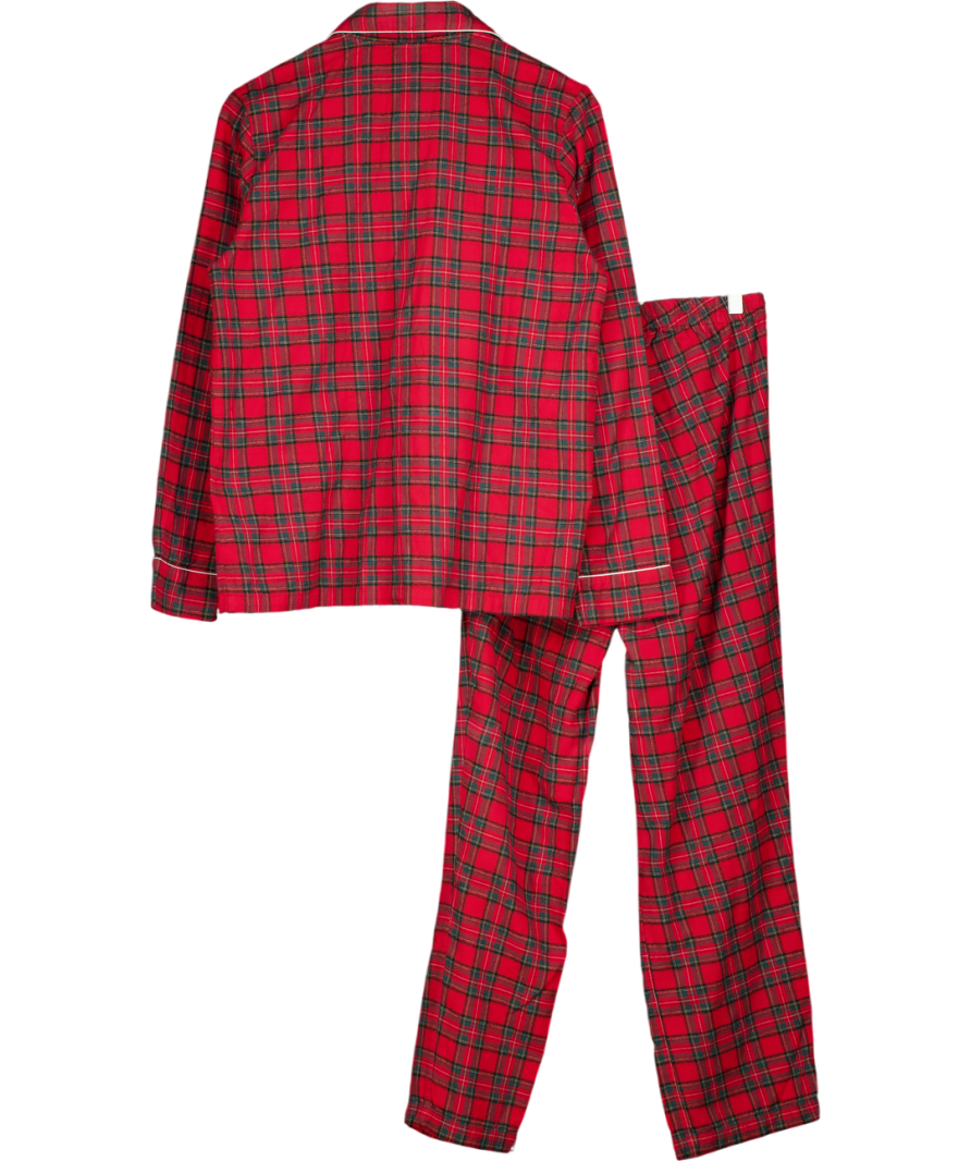 TROTTERS OF LONDON Red Classic Brushed Cotton Tartan Pyjama Set UK S/M