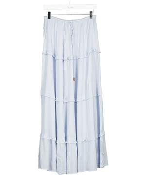 Miss Selfridge Tiered Maxi Skirt In Light Blue UK 12