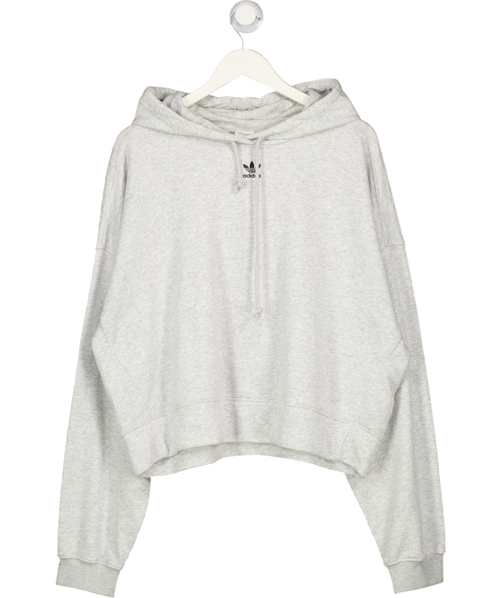 adidas Grey J896 Originals Centre Logo Cropped Hoodie UK 22