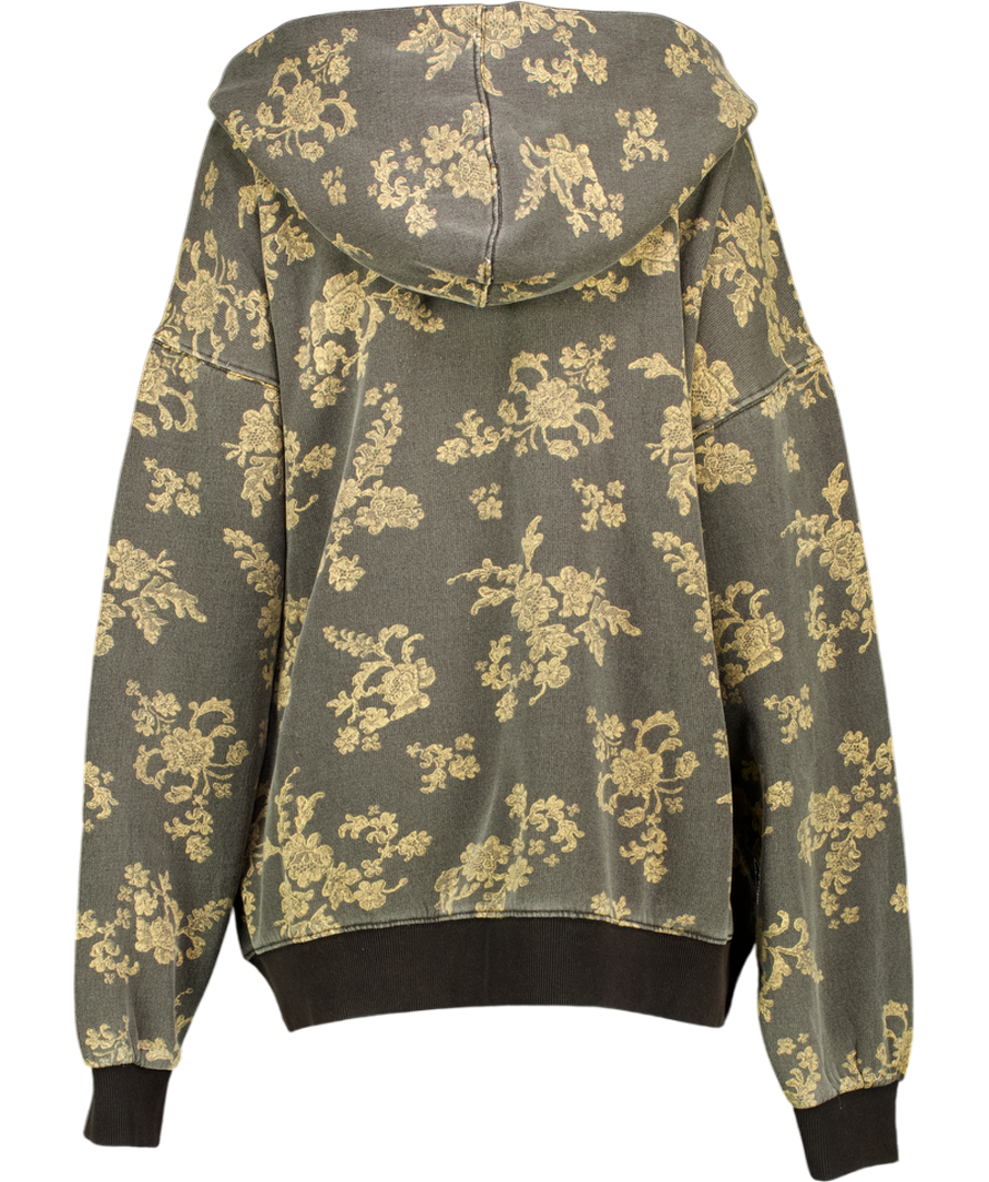 FREE PEOPLE We The Free Black Wash 'It's A Vibe' Printed Hoodie UK L