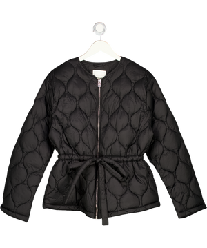 H&M Black Drawstring Waist Quilted Jacket UK M