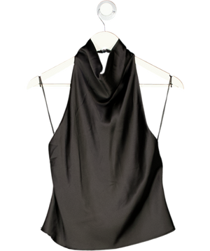 ZARA Black Satin Halter Top UK XS