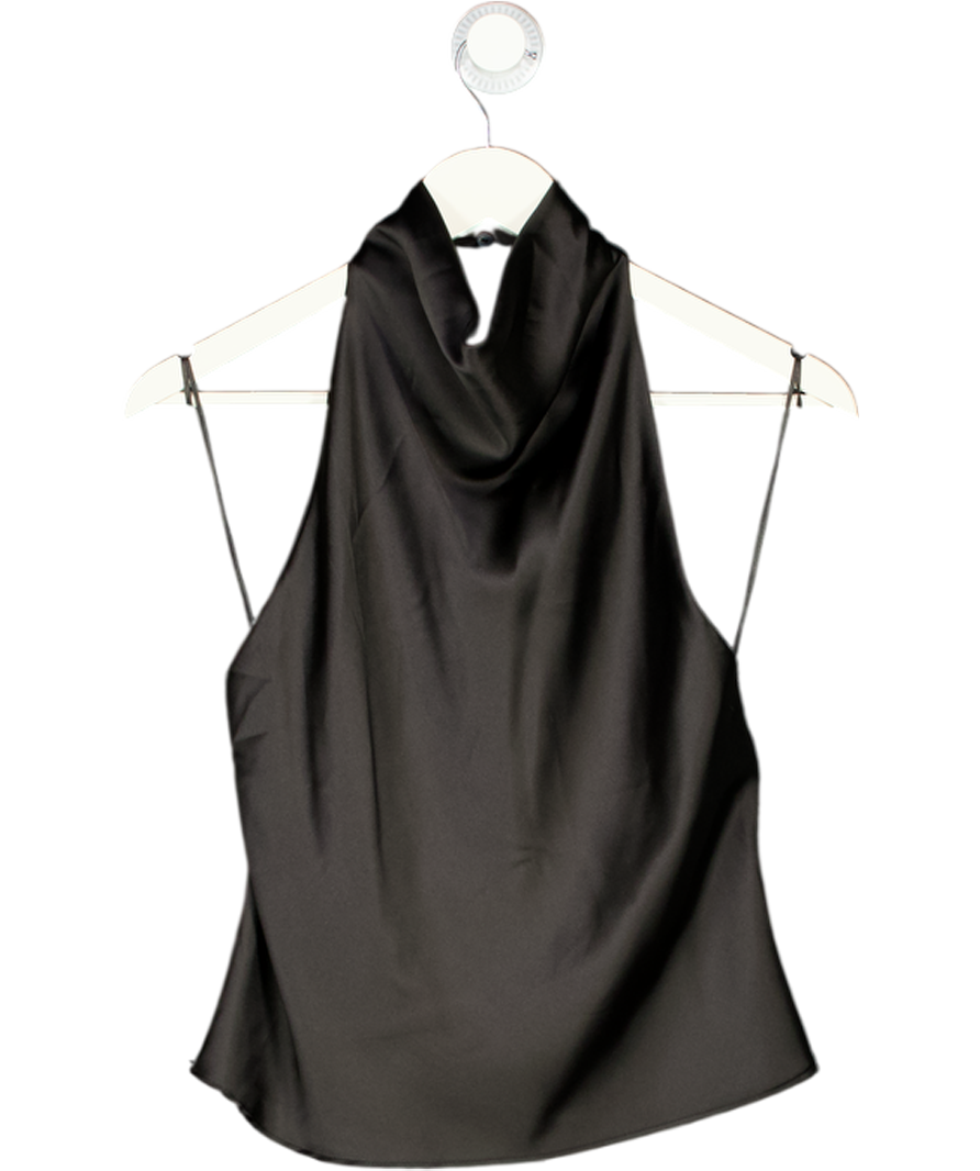 ZARA Black Satin Halter Top UK XS
