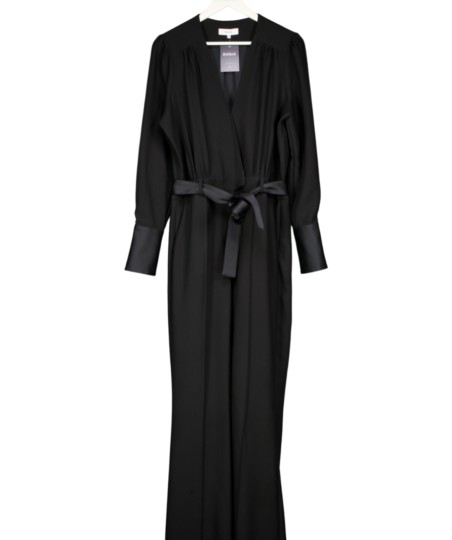 REISS Black Luka Tux Jumpsuit UK 14