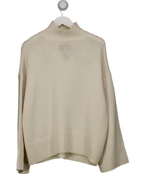 F&F Cream Premium Ribbed High Neck Jumper With Cashmere UK M