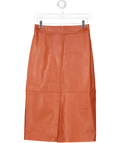 REISS Miley Butter Soft Leather Midi Pencil Skirt In Rust Orange UK 6