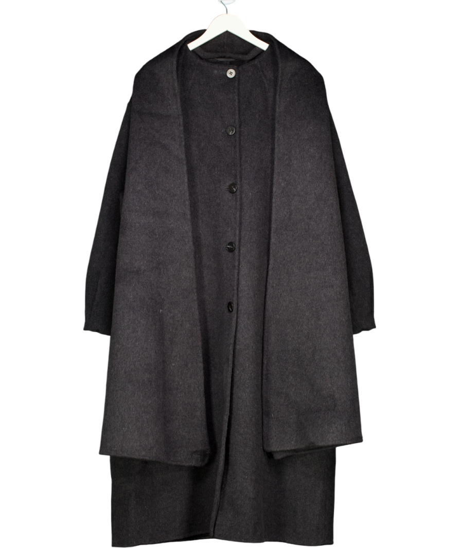 ASOS Grey Premium Wool Rich Longline Coat With Detachable Scarf In Charcoal UK L