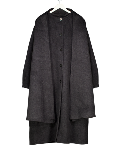 ASOS Grey Premium Wool Rich Longline Coat With Detachable Scarf In Charcoal UK L