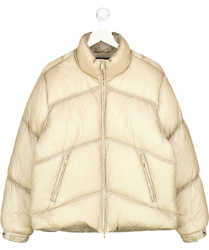 Represent Cream Washed Puffer Jacket UK S
