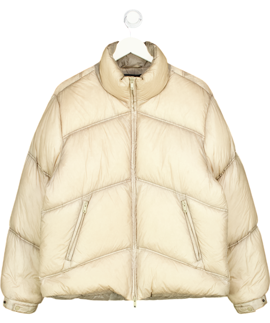 Represent Cream Washed Puffer Jacket UK S