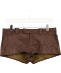 WHITE FOX Brown Faux Suede Stud Shorts UK S