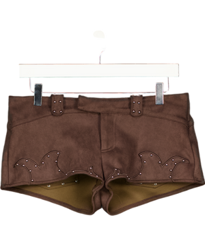 WHITE FOX Brown Faux Suede Stud Shorts UK S