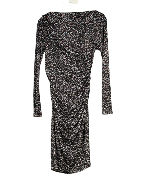 LK Bennett Grey Leopard Print Jersey Dress UK 12