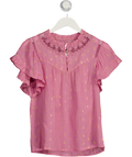 WYSE LONDON Pink Lurex Dot Frill Sleeve Blouse Sz1 UK 8