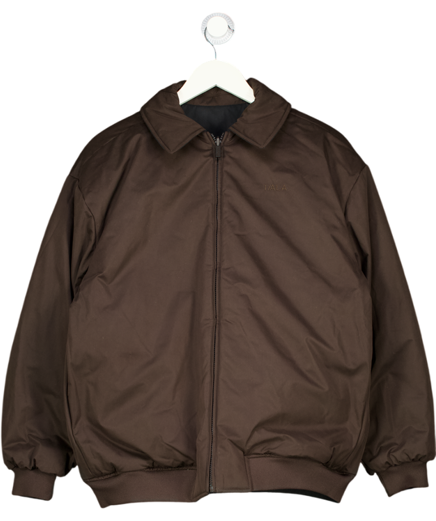 T/ALA Oversized Reversible Bomber Jacket In Black And Espresso Brown UK XS