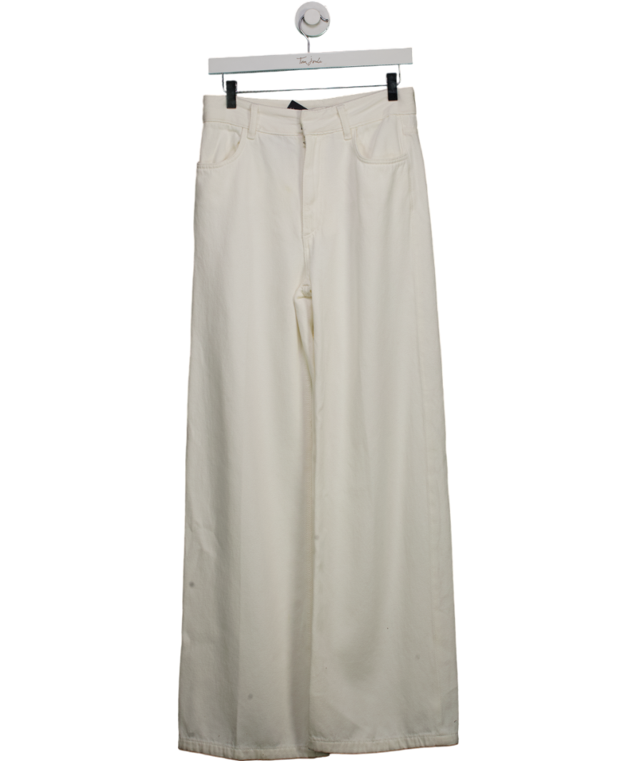 ZARA White Collection Wide-leg High-waist Jeans UK 8 EU 41 👠