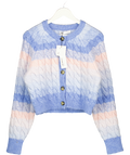 ZARA Baby Blue & Pink Ombre Cable Knit Cardigan UK M