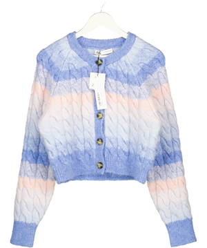 ZARA Baby Blue & Pink Ombre Cable Knit Cardigan UK M