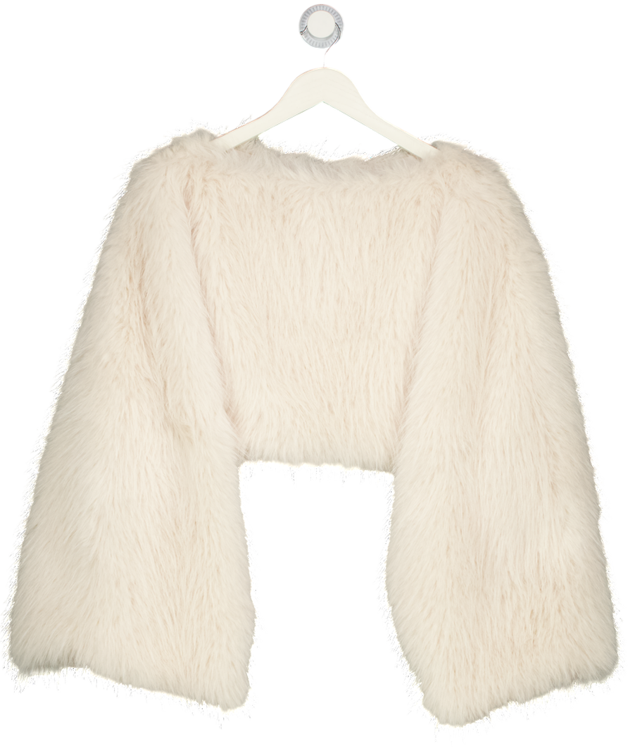 ZARA Limited Edition Cream Faux Fur Asymmetric Top UK XS/S