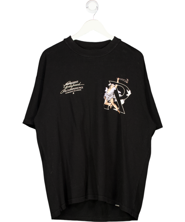 REPRESENT Black Hermes Printed Cotton T-shirt UK L