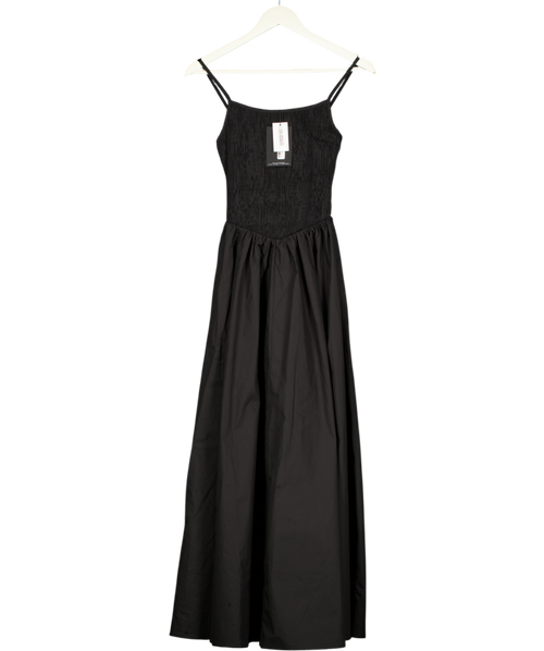 4th & Reckless Black Milano Shirred Waist Midi Dress UK 6