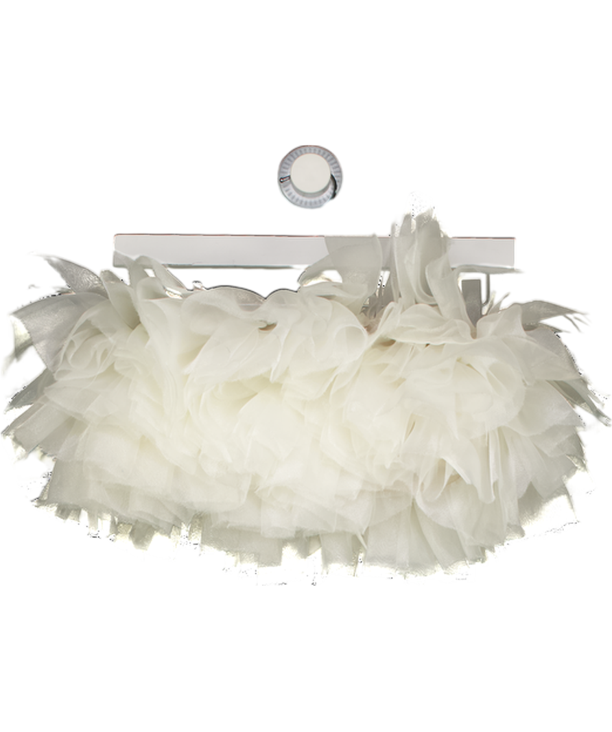 LAPOINTE Ivory White Tulle Frilled Bandeau Top UK XS