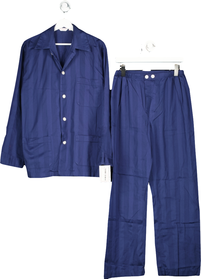 Derek Rose Blue Lingfield Cotton Classic Fit Pyjamas UK M