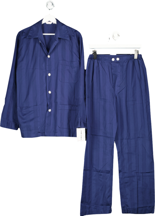 Derek Rose Blue Lingfield Cotton Classic Fit Pyjamas UK M