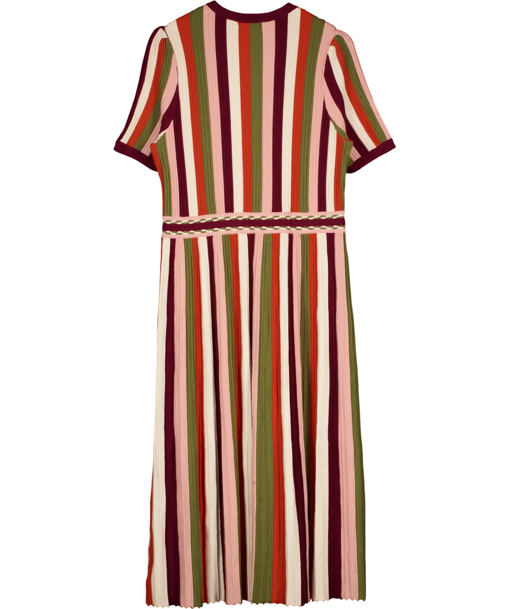 LOVE & ROSES Multicoloured Striped Short Sleeve Knitted Midi UK 22