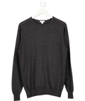 Sunspel Black .extra‑fine Merino Crew Neck Jumper UK M