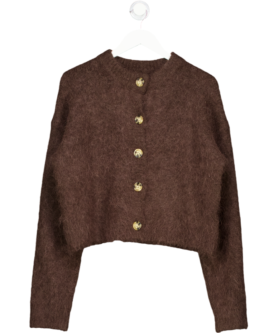 ASOS Brown Chunky Premium Alpaca Cardigan In Chocolate UK S