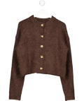 ASOS Brown Chunky Premium Alpaca Cardigan In Chocolate UK S