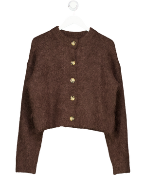 ASOS Brown Chunky Premium Alpaca Cardigan In Chocolate UK S