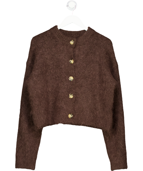 ASOS Brown Chunky Premium Alpaca Cardigan In Chocolate UK S