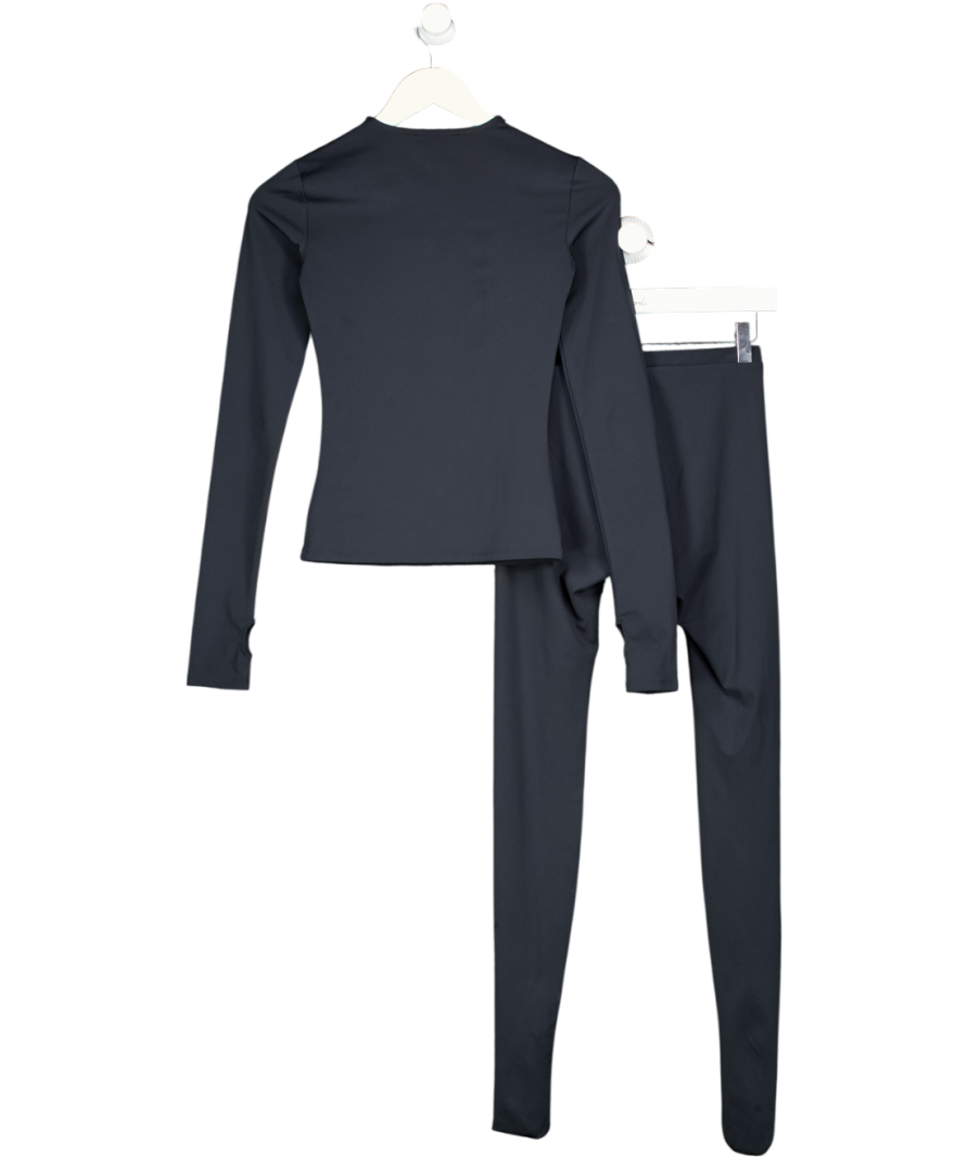 KHY BY KYLIE JENNER 2-piece Midnight Blue Footed Leggings And Long Sleeve Top UK XS