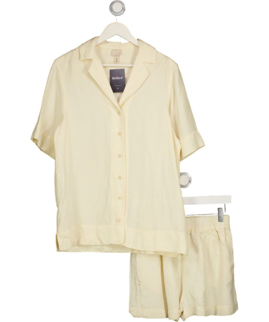 H&M Yellow Linen Blend Short Sleeve Shirt & Shorts Set UK S
