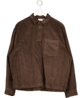 ASOS Design Boxy Oversized Cord Rugby Shirt In Brown UK L