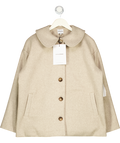 SISTERS & SEEKERS Beige Matilda Button-up Collared Felt Coat Jacket UK XS