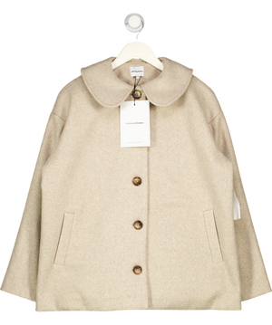 SISTERS & SEEKERS Beige Matilda Button-up Collared Felt Coat Jacket UK XS