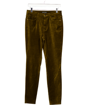 MASSIMO DUTTI Olive Green High Rise Skinny Velvet Jeans UK 12