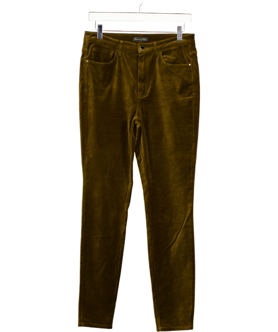 MASSIMO DUTTI Olive Green High Rise Skinny Velvet Jeans UK 12