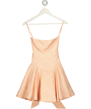 HOUSE OF CB Peach Pink Rosalinda Jacquard Mini Bow Gown UK XS